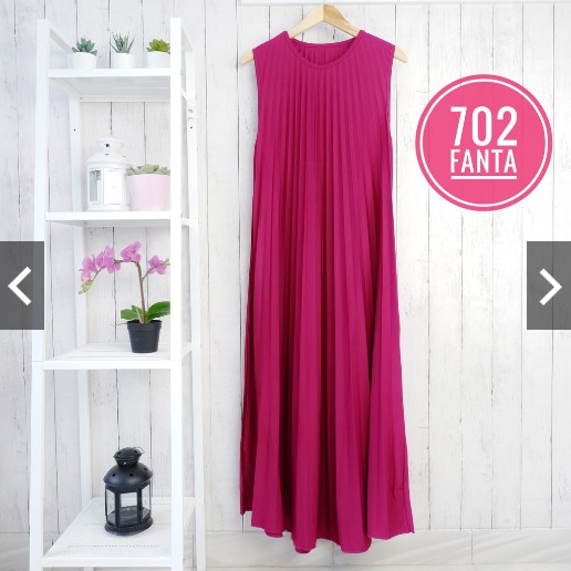 BD 702 - GAMIS PLISKET XL HYGET TANGAN BUNTUNG KUNTUNG MURAH POLOS MUSLIMAH MAXY DRESS PANJANG