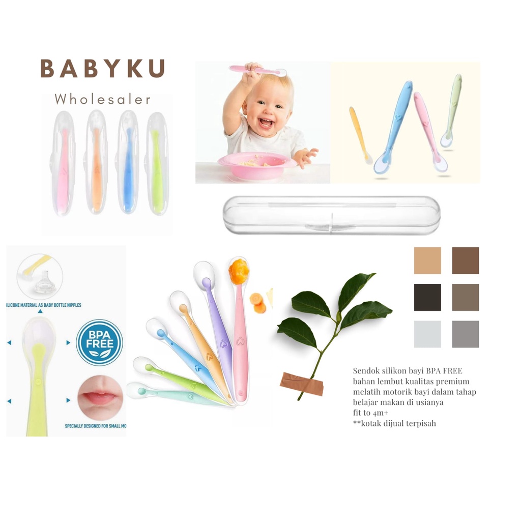 Sendok makan bayi silikon lentur / baby safety spoon