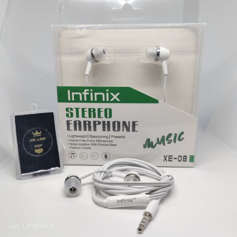 HEADSET INFINIX SMARTPHONE HP BARU EARPHONE HANDSFREE HEADSET XE-08