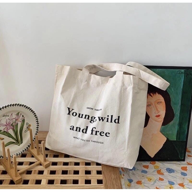 Totebag Quotes Young Wild | Cirebon Cloth | Totebag Kanvas