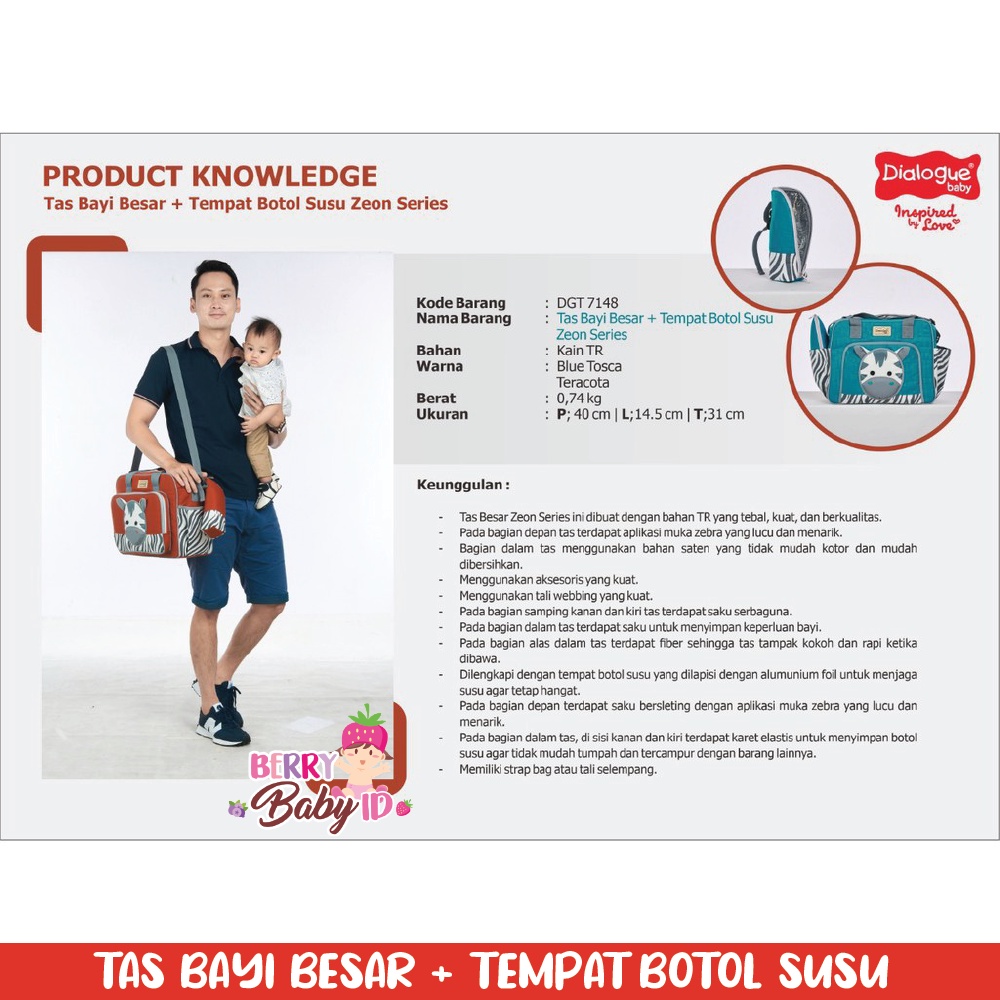 Dialogue Baby Diaper Bag Tas Bayi Besar FREE Tempat Botol Susu Bayi Berry Mart