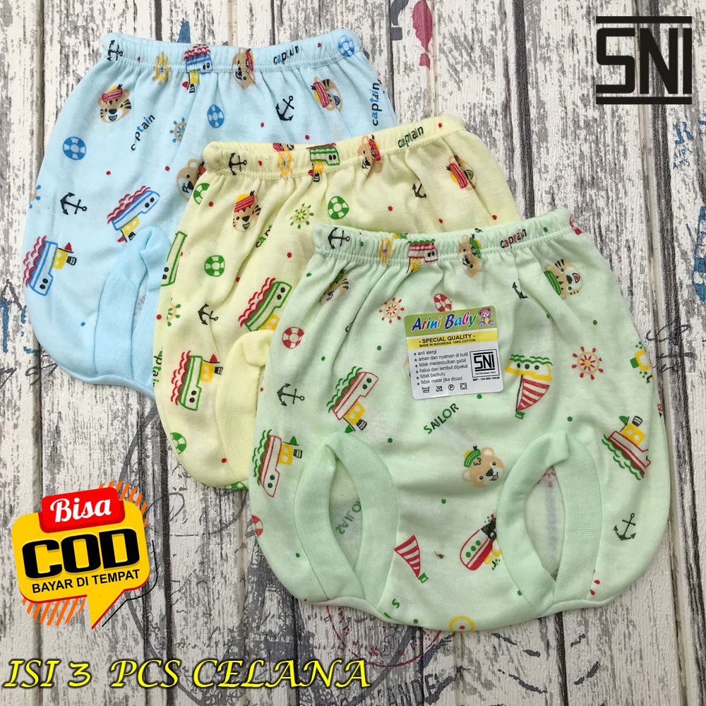 3 Pcs Celana Bayi Pop Celana Bayi Kacamata Full Sabon Motif Kualitas SNI Baru Lahir DNW BABY