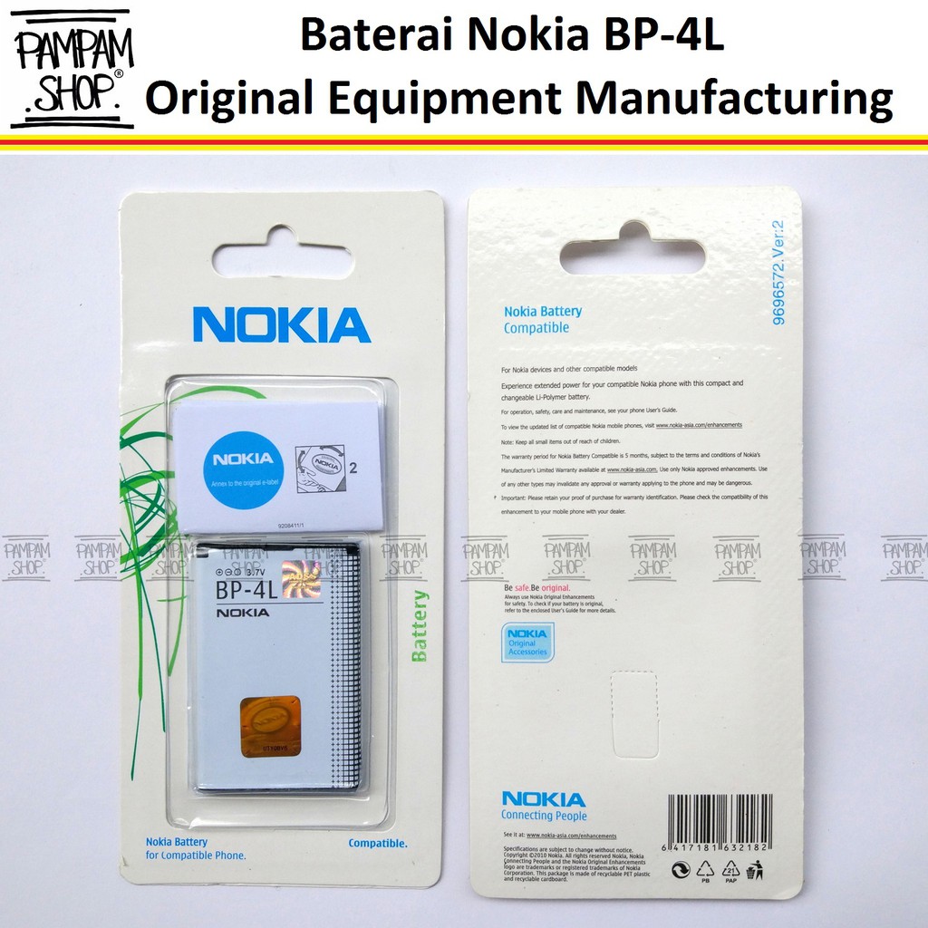 Baterai Nokia 6650 Fold 6760 Slide 6790 E52 E55 BP4L BP-4L Original OEM Batre Batrai Battery BP 4L