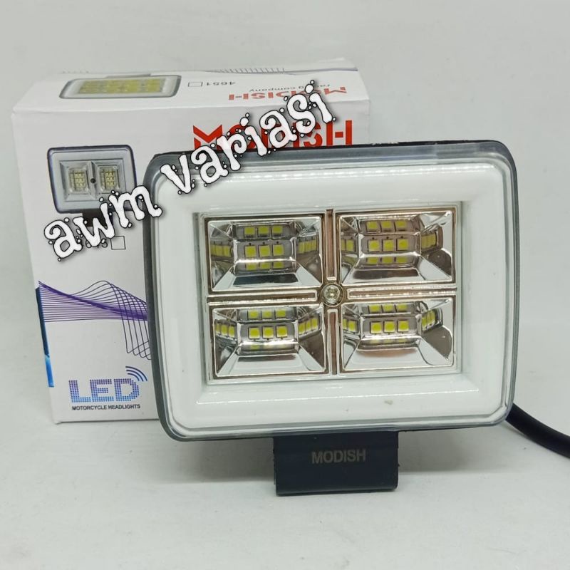 Lampu tembak sorot CWL LED 12 Mata senja engel biru FLASH buat motor/mobil