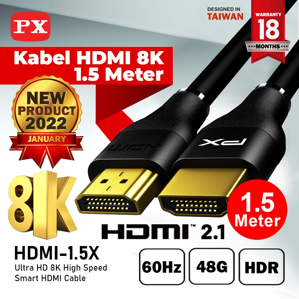 KABEL HDMI 2.1 ULTRA HD 8K HIGH SPEED PVC BRAIDED 1.5M PX HDMI-1.5X