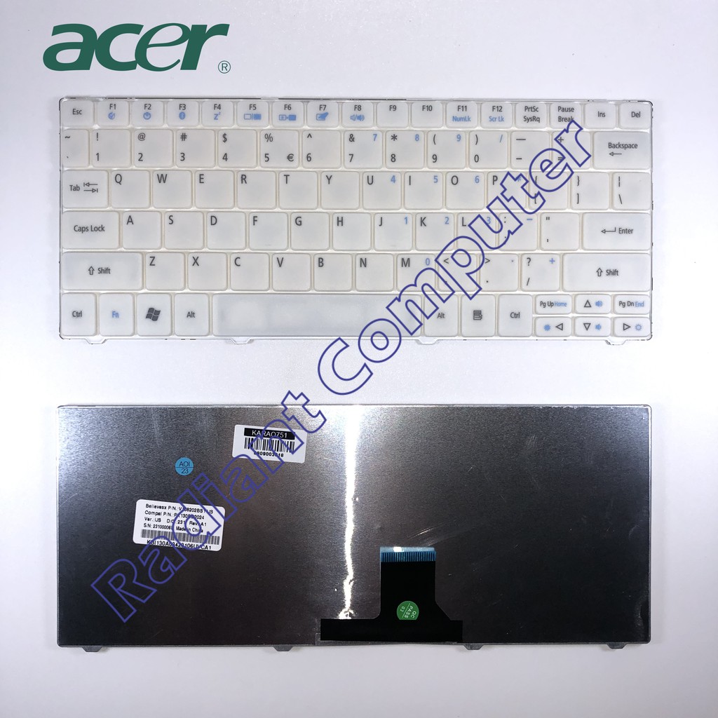 Keyboard Acer Aspire One 751h 721 721h 722 751h 752 753 WHITE