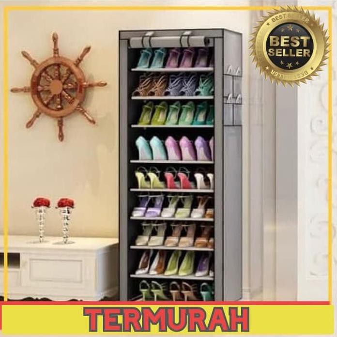 Rak Sepatu Kain Shoe Rack 10 Susun Lemari Sepatu Portable 100096 Shopee Indonesia