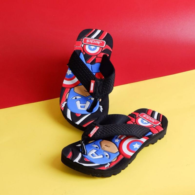 JEDDI [CAPTAIN AMERICA] Sandal Japit Anak Cowok Kartun/ Sandal Superhero/ Sandal Jepit Anak Laki-laki/ Sendal Anak Japit