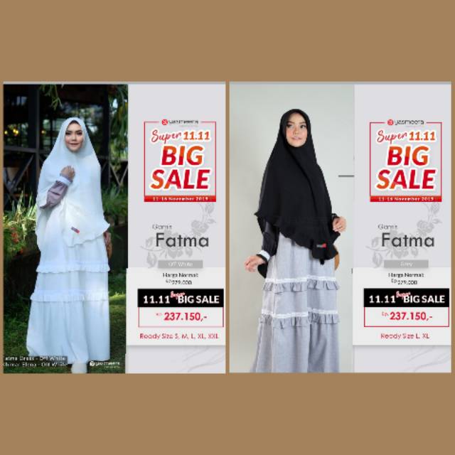 Baju Gamis Putih / Dress Syari Fatma Original Yasmeera / Diskon / Busui Adem dengan Renda Cantik