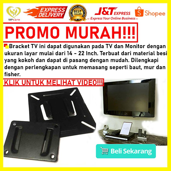 Bracket TV Metal 75 x 75 Pitch untuk 14-22 Inch Monitor & TV Promo Murah Ready TERLARIS 