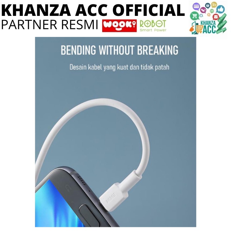 KHANZAACC Kabel Data ROBOT RVM100 Micro USB 4A Fast Charging VOOC