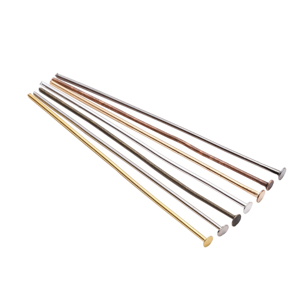 20 25 30 35 40  60 70 mm Metal Heads Eye flat Head Pin For DIY Jewelry Making Findings Accessories Bulk Wholesale Supplies