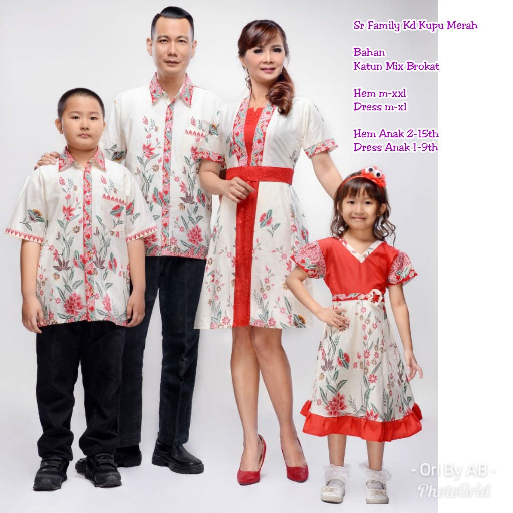Batik Nusantara Couple Family Dress Krisdayanti (KD) Kupu Merah / batik keluarga murah / OOTD Batik