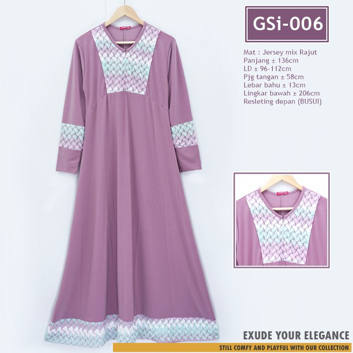 Gamis Payung Busui bahan Jersey Kombinasi Rajut, Gamis pesta murah kode GSi