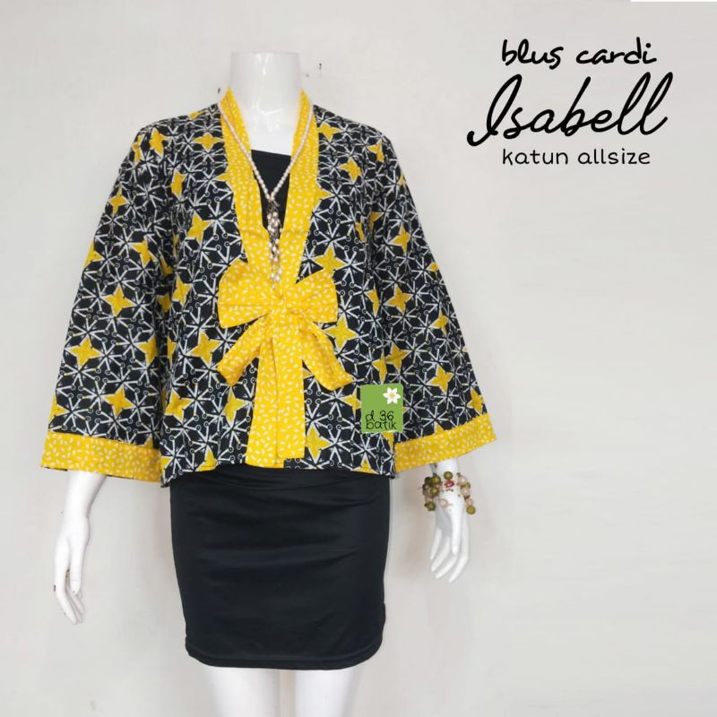 Blus cardi katun halus Isabell tali Baju Batik Wanita remaja ABG Atasan lengan panjang lebar kimono Kasual kerja lapisan luar Modern Katun