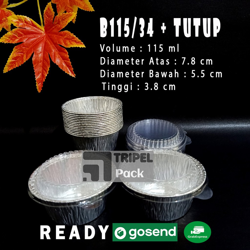 Aluminium Foil Cup kecil B115+Tutup,   Brownis Cake Pie