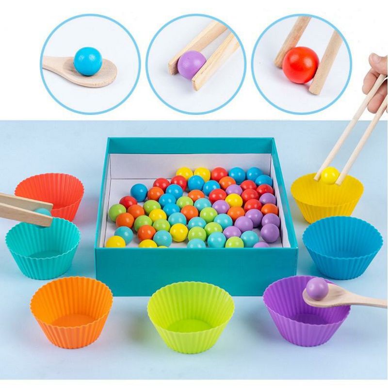 Mainan montessori beads sumpit, Number Cognitive Operation Bead Mathing Game