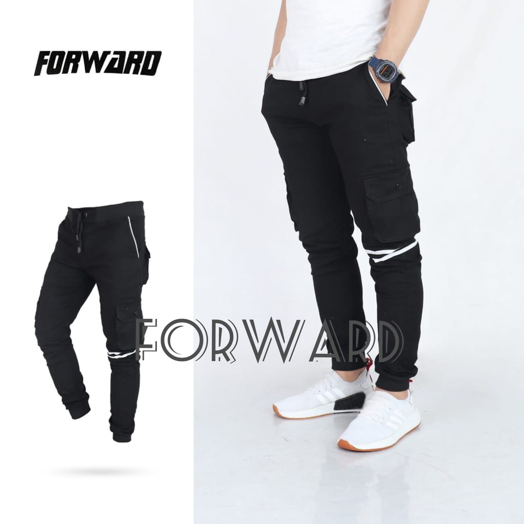 Celana Cargo Joger Jogger Pria strip Original Forward