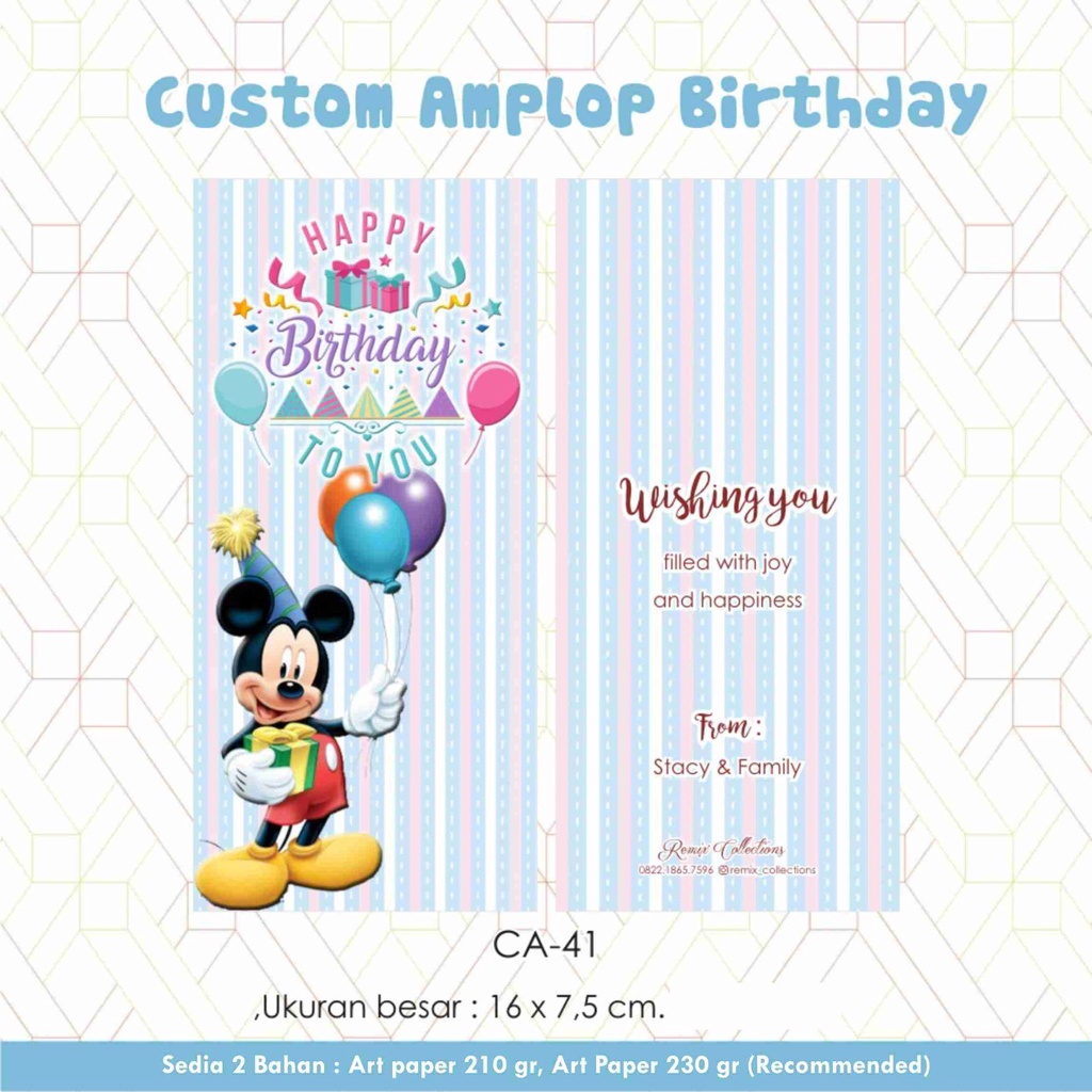 

Custom Angpao / Amplop Birthday / ulang tahun / bday / Ultah