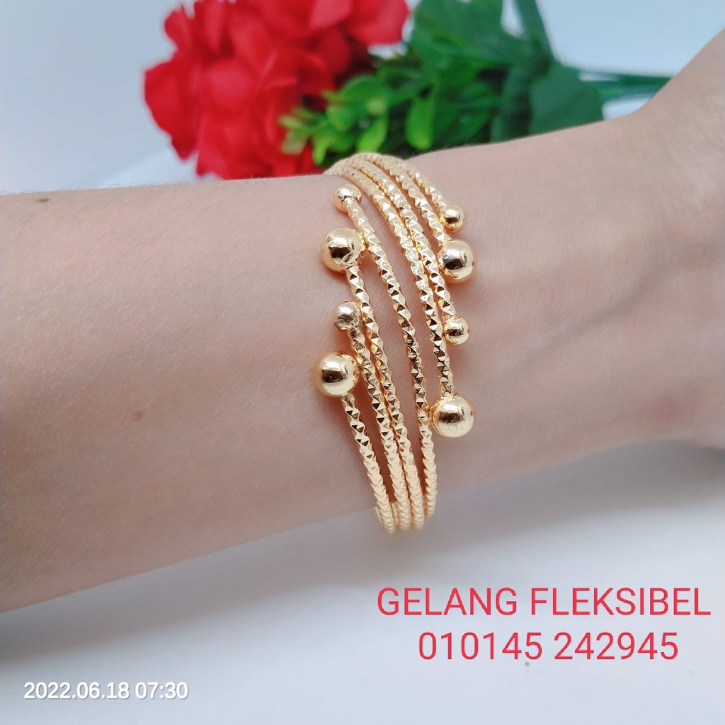 Gelang Tangan Fleksibel Bangle Wanita Titanium Xuping Perhiasan Aksesoris Lapis Emas Anti Karat