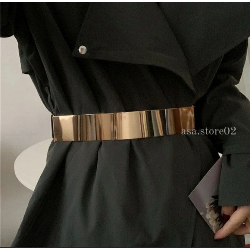Sabuk PLAT Import Gesper Ikat Pinggang Wanita Emas/Obi Belt GOLD Flash Sale