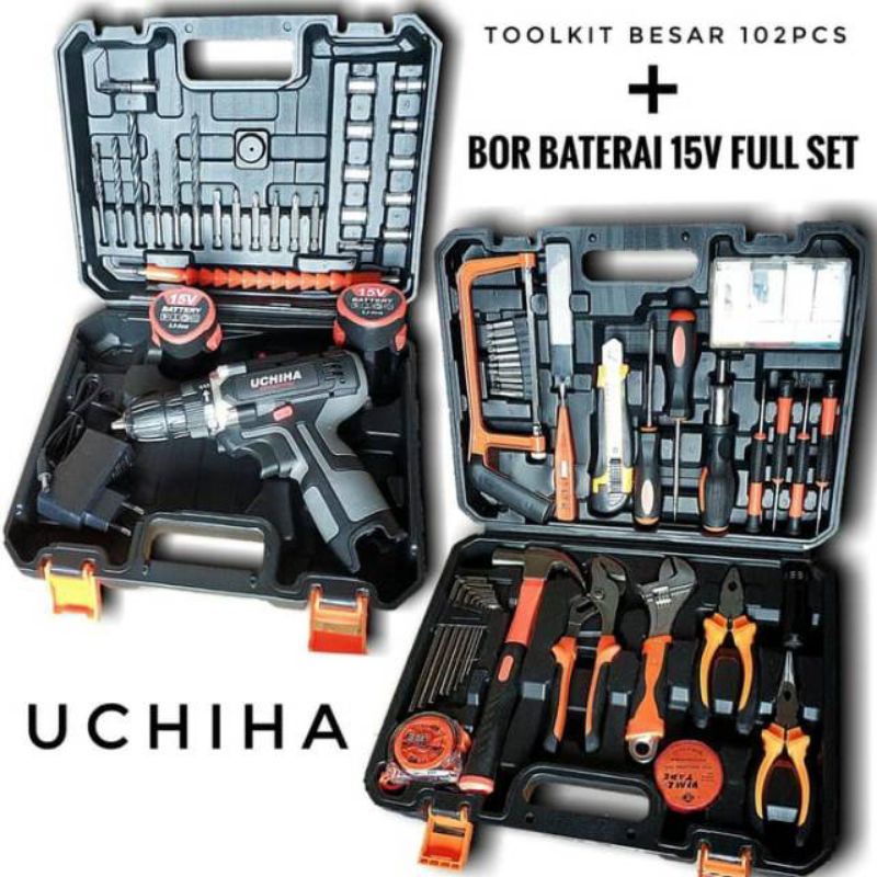 tool kit 102pcs full set palu tang kunci L obeng gergaji asli uchiha