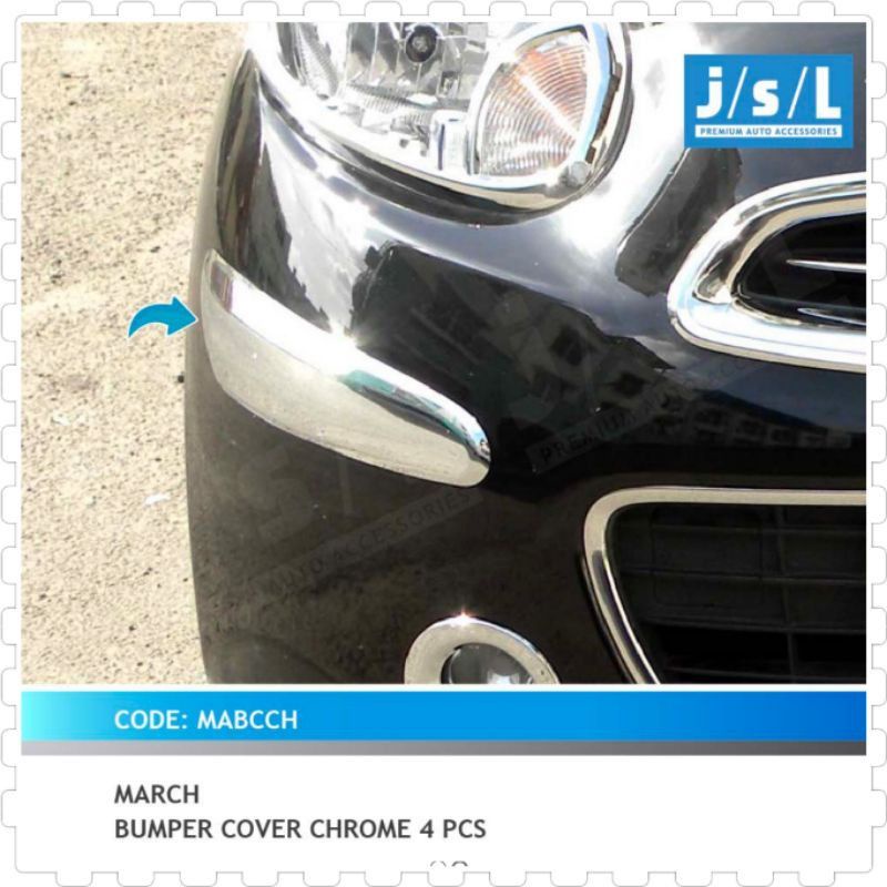 list bumper depan Nissan March 4pcs chrome jsl