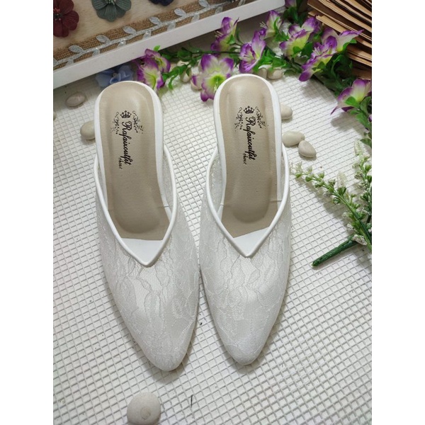 sepatu wedding Johana putih tinggi 7cm tahu