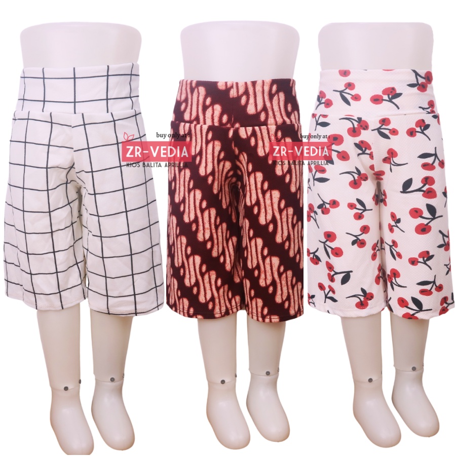 Kulot Motif Uk. 2-3 Tahun / Celana 3per4 Anak Perempuan Skirt Murah Celana Pendek Pants Adem Kulot