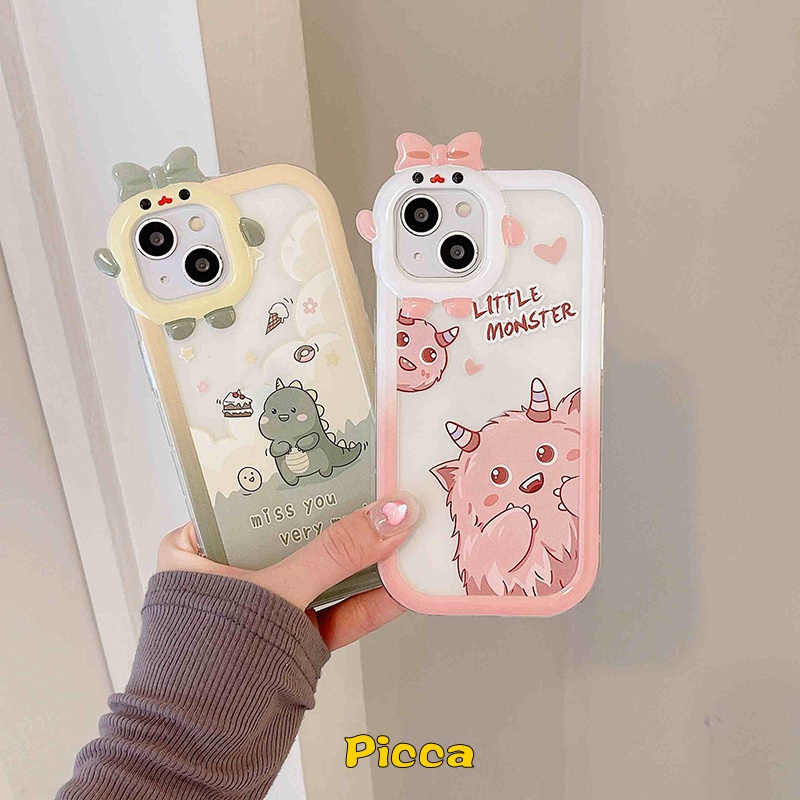 Soft Case Desain Kartun Monster Dinosaurus 3D Untuk IPhone 7 8 6 6S 14 Plus 11 13 12 14 Pro MAX XR XS MAX X SE 2020