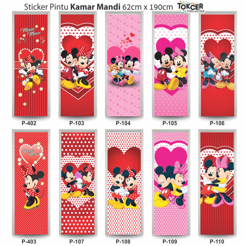 STIKER Pintu Kamar Mandi  Motif Mickey dan Minnie