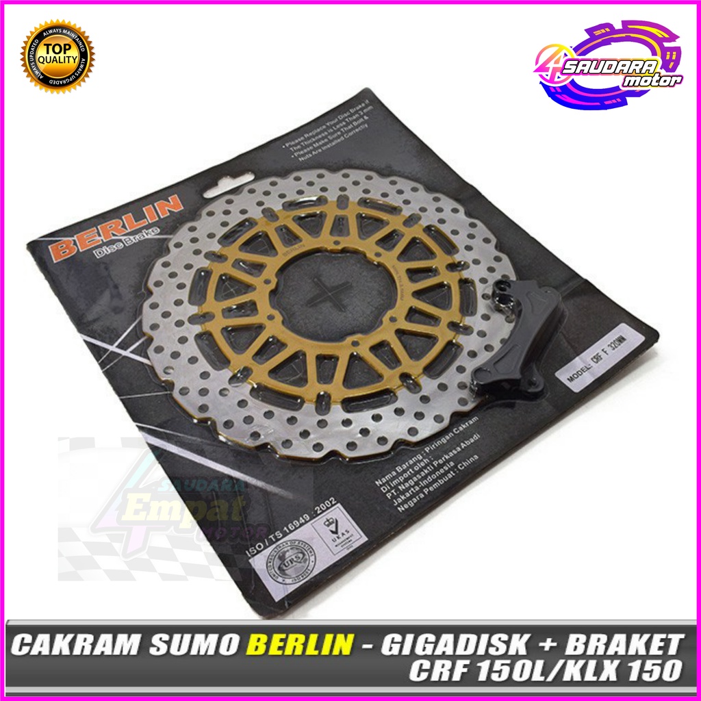 PIRINGAN DISC CAKRAM DEPAN KLX & CRF BERLIN 300 & 320 MM GOLD + PANGKON CAKRAM CRF / KLX 150 CAKRAM 
