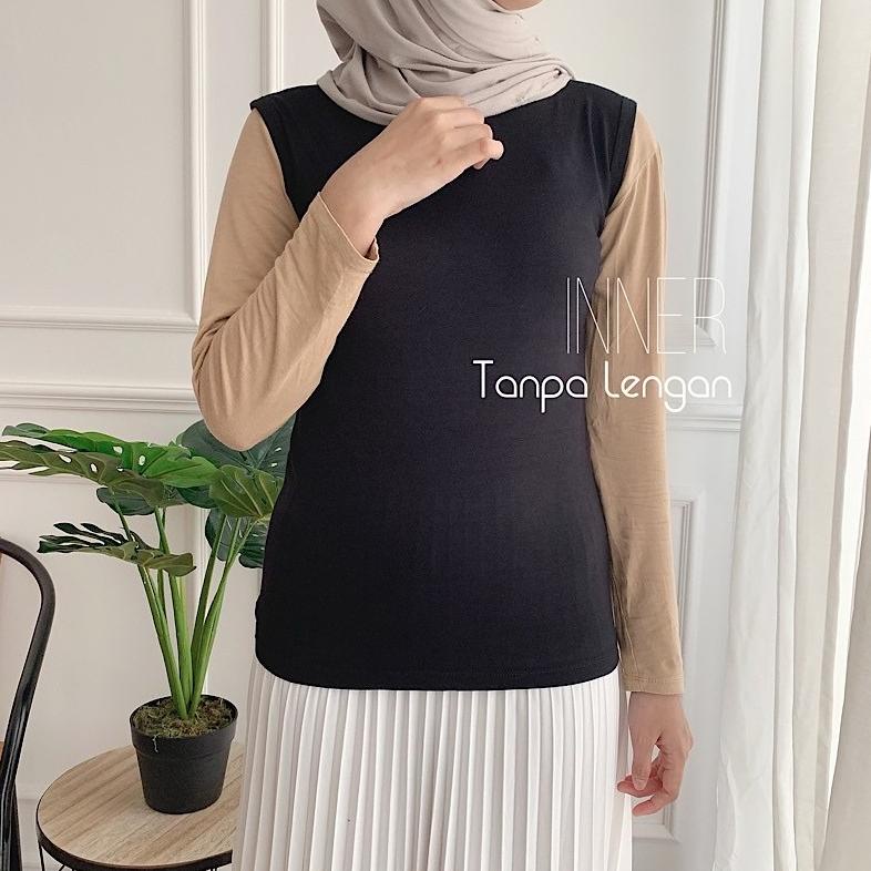 Manset Tanpa Lengan Inner Manset Buntung Kerah Tinggi Dalaman Buntung Kaos Daleman Wanita Manset Bun