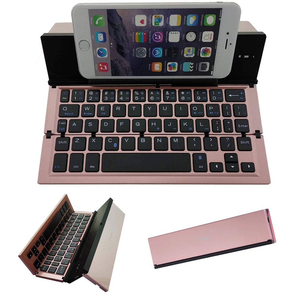 Keyboard Lipat, BT Aluminium Keyboard Nirkabel Ultra-Tipis