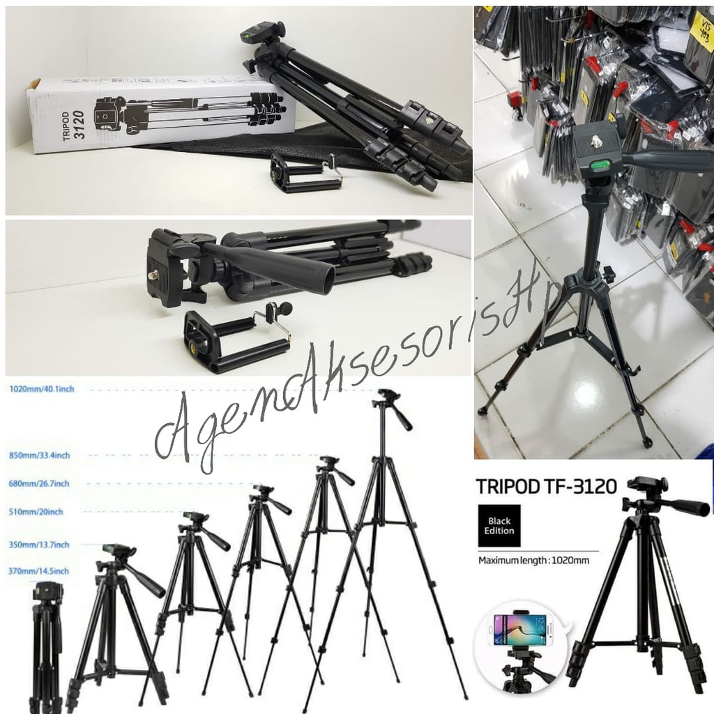 TRIPOD 3120 Black Edition Tripod HP dan Camera 1M plus Holder U 3-Way Smooth Pan Head