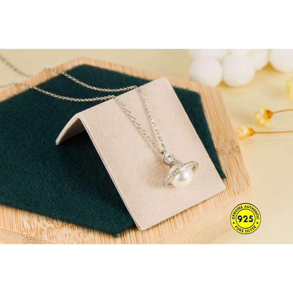 Kalung S925 Silver Aksen Mutiara Bintang Berlian
