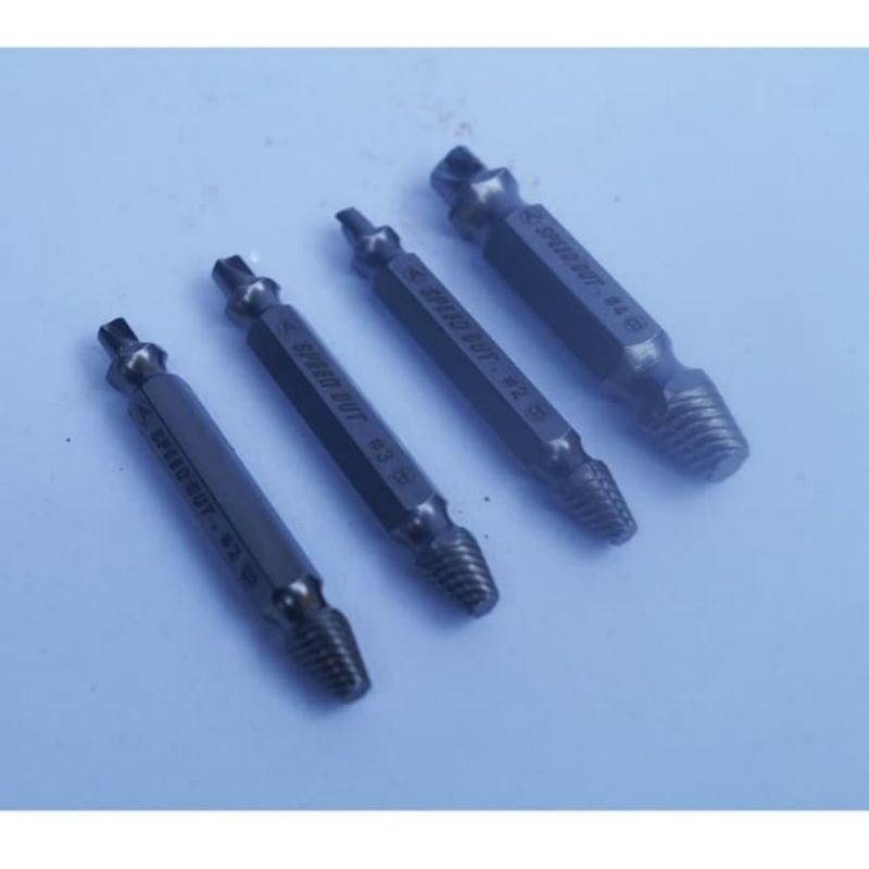 MATA OBENG GYPSUM SET ISI 4PCS SPEED OUT/OBENG PEMBUKA BAUT RUSAK/SPEED OUT DAMAGE SCREW EXTRACTOR/TOOL PEMBUKA BAUT RUSAK SPEEDOUT EXTRACTOR BROKEN STRIPED SCREW