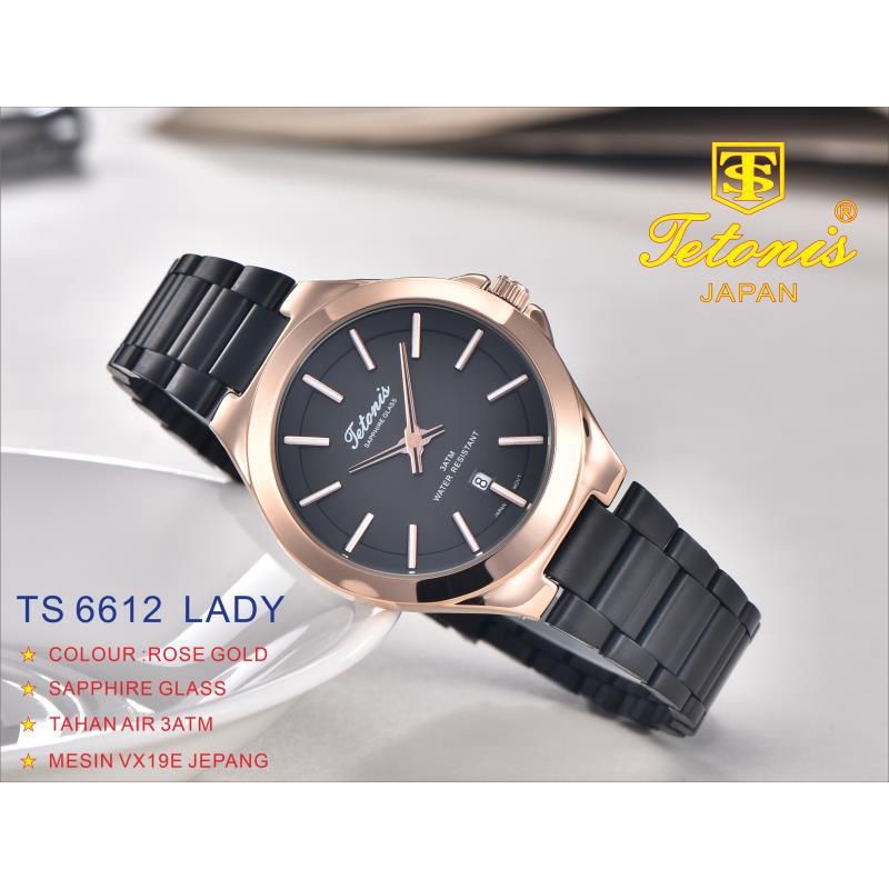 Jam Tangan Wanita Tetonis Original 6612 Kaca Saphire Anti Gores Garansi Resmi 1 Tahun Gratis Ongkir Cod