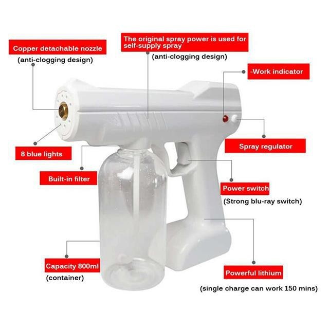 YJ-01 Nano Spray Gun Disinfectant Wireless 800 ml UV