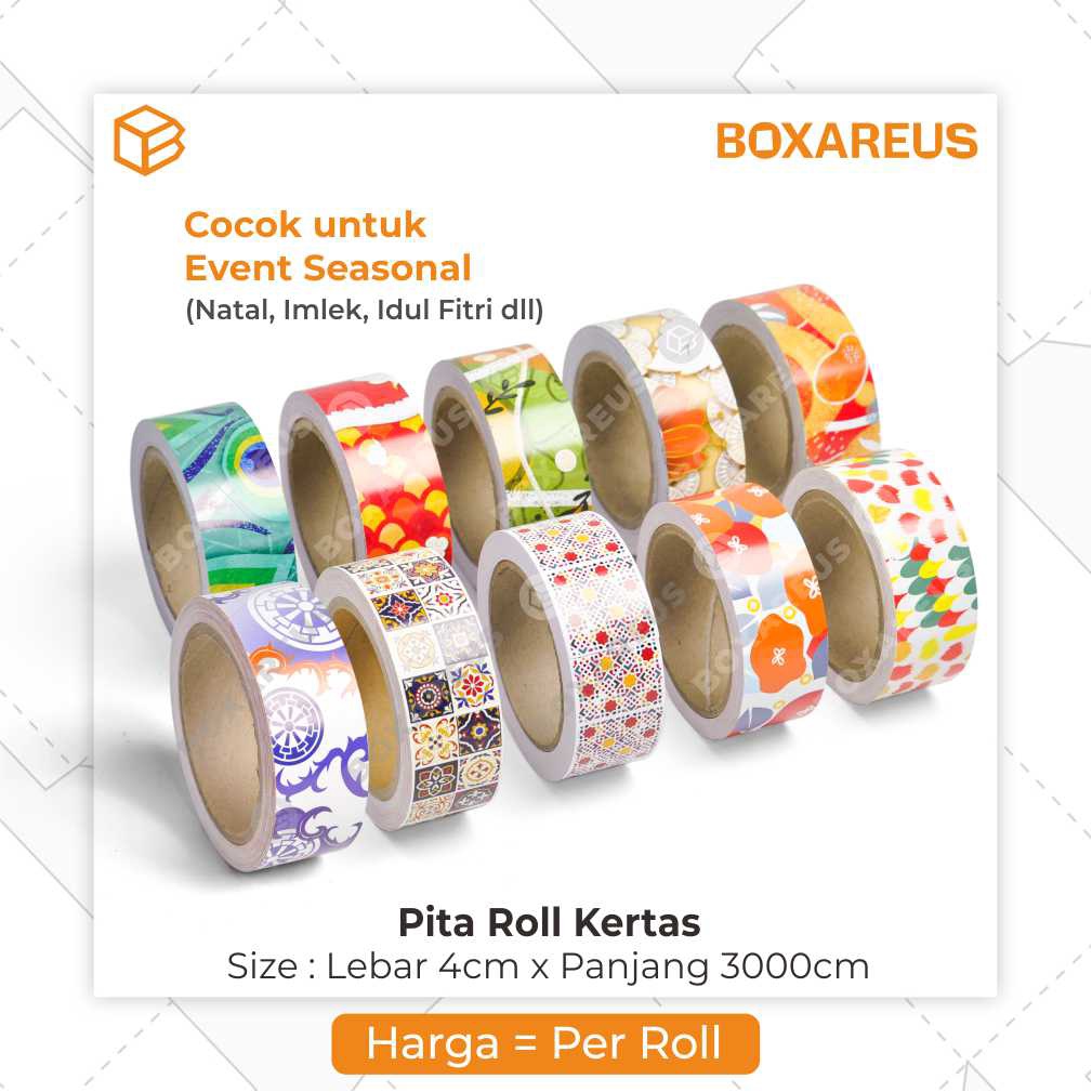 Pita Kertas - Dekorasi Hampers Aksesoris Natal Pita Imlek Dekor Lebaran Idul Fitri