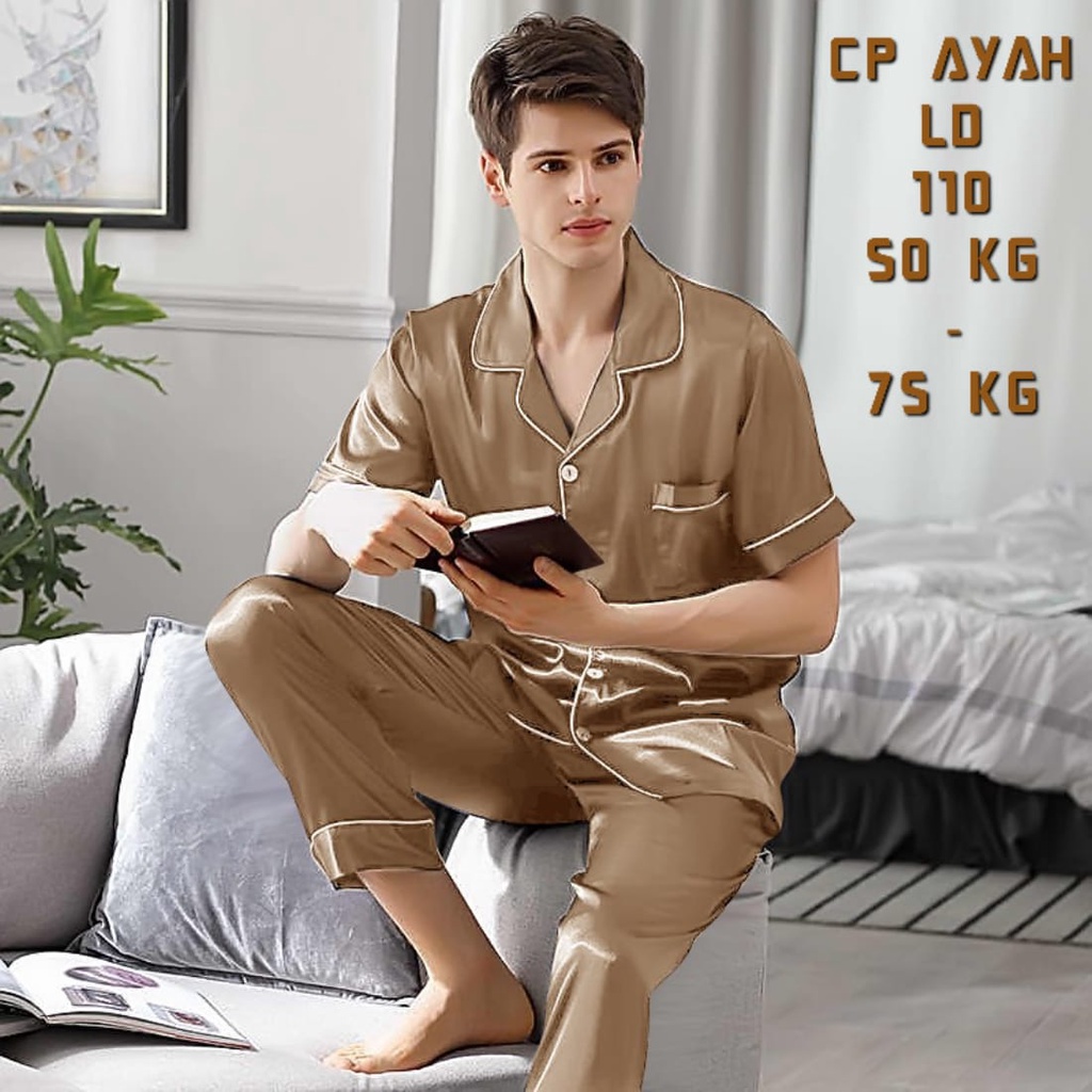 Baju tidur cowok pria celana panjang lengan pendek LD 140 130 120 110 100 piyama set pajamas