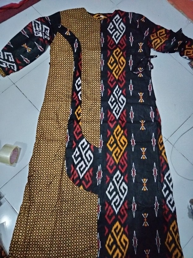 Gamis Batik Modern Murah Katun Halus Kombinasi Truntum, Ori Batik Aksara Pekalongan Big Size Jumbo