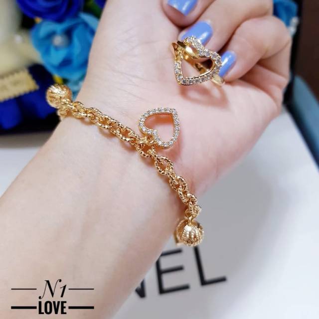 Xuping gelang dan cincin lapis emas 24k 0642j