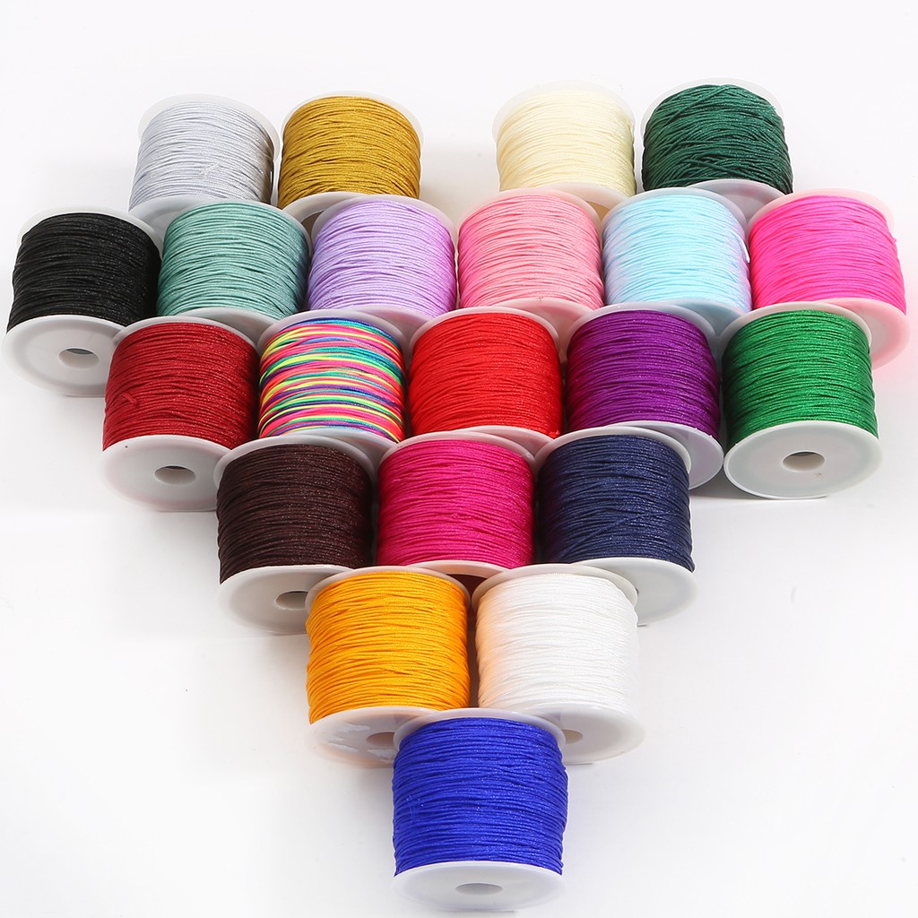 50meter/roll 0.8mm 24warna Benang Tali Nilon Simpul Cina Macrame Cord Gelang Braided String Thread Untuk Aksesoris Jahit Pakaian DIY