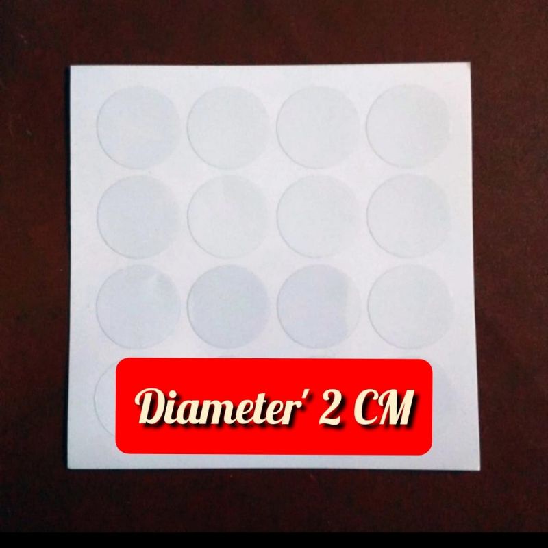 

Paket 100pcs stiker transparan bulat diameter 2cm.polos bening