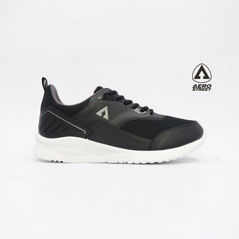 Aerostreet 35-42 Tiger Hitam Abu- Sepatu Sneakers Casual Sport Sekolah