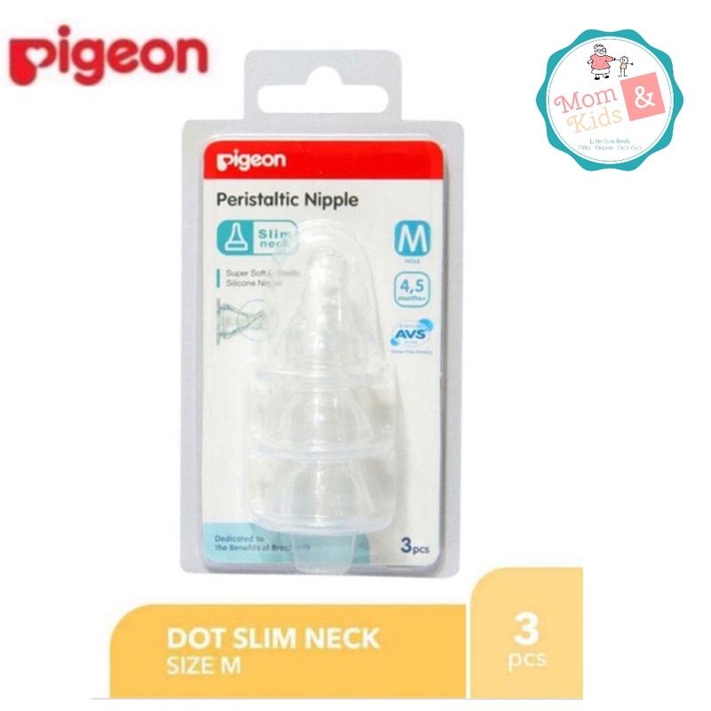 Pigeon Peristaltic Nipple Slim Neck L / M isi 3 pcs / Pigeon Dot Peristaltic size M / L