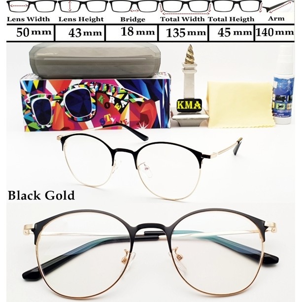 Kacamata minus bulat frame kacamata korea frame metal unisex