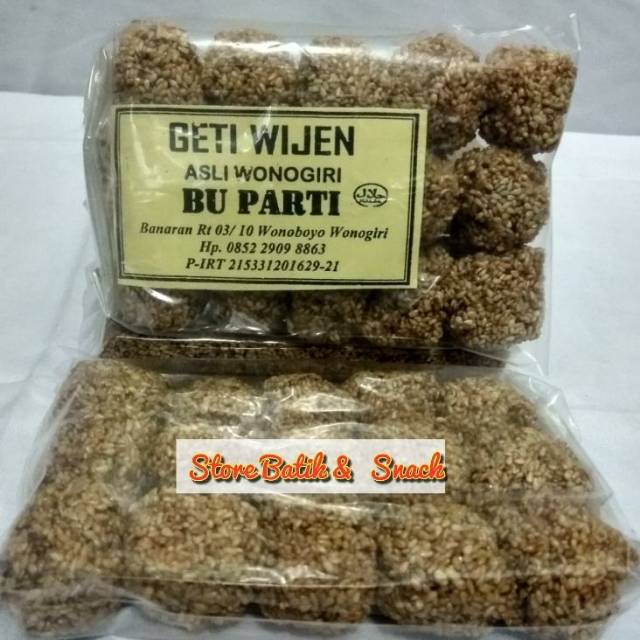 

Store snack Geti Wijen Bulat Asli Wonogiri Bu Parti