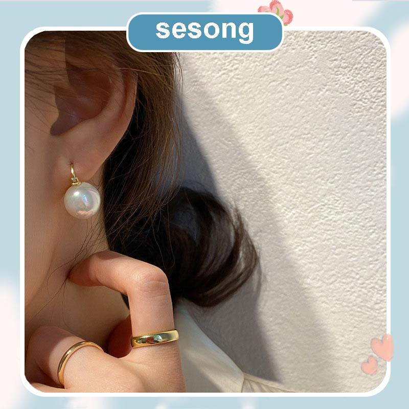 Anting Mutiara Besar Gaya Retro Korea Aksesoris Fashion SS